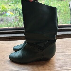 Vintage 80’s Elegant Green Leather Women's Boots